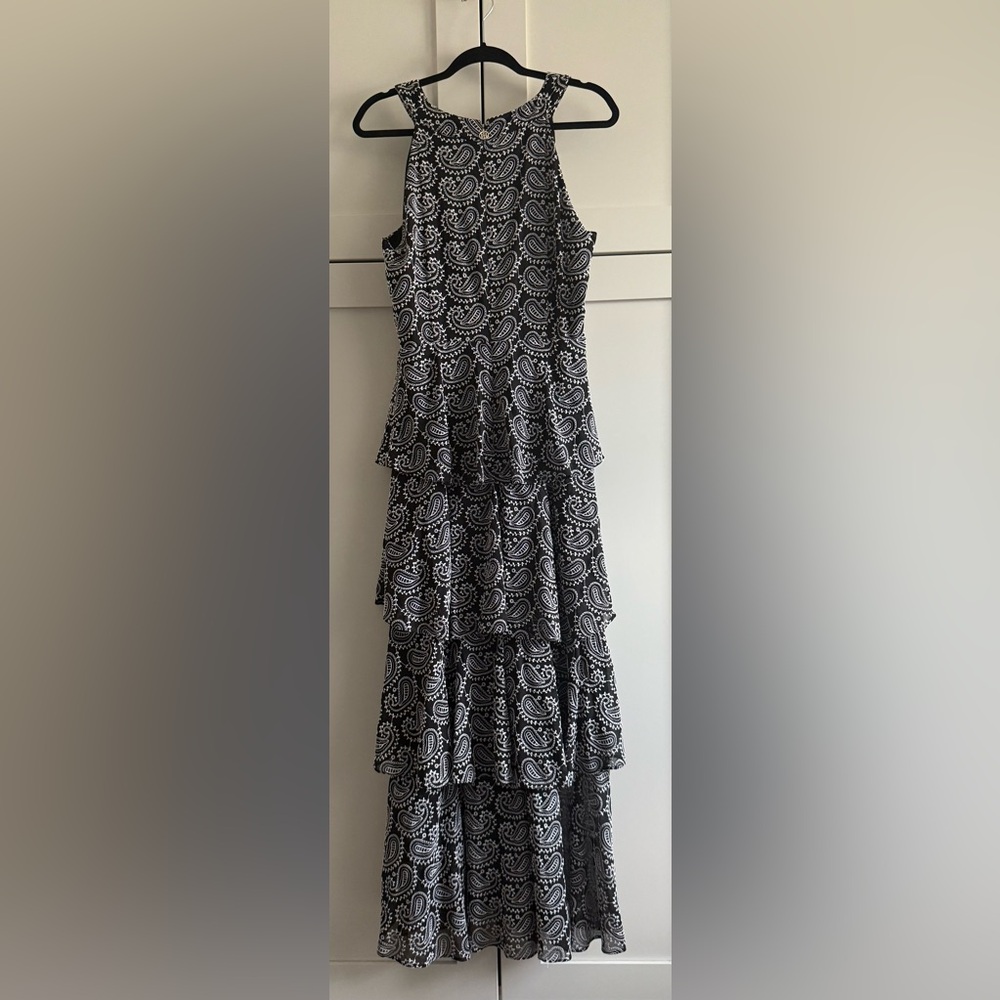 Tommy Hilfiger Black and White Tiered Maxi Dress